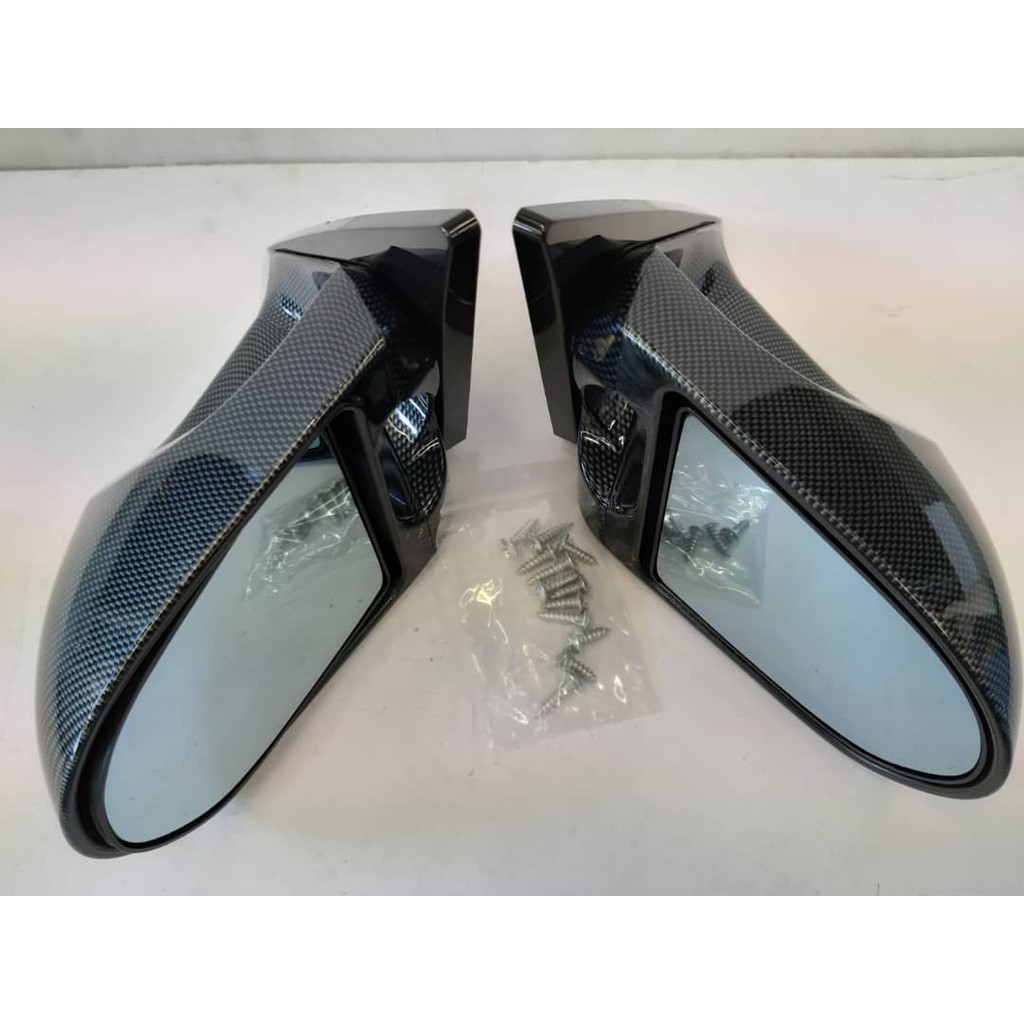 Ganador Side Mirror Carbon Fiber look Carbon Side Mirror Ganador Evo3 Wira Satria Putra Blue