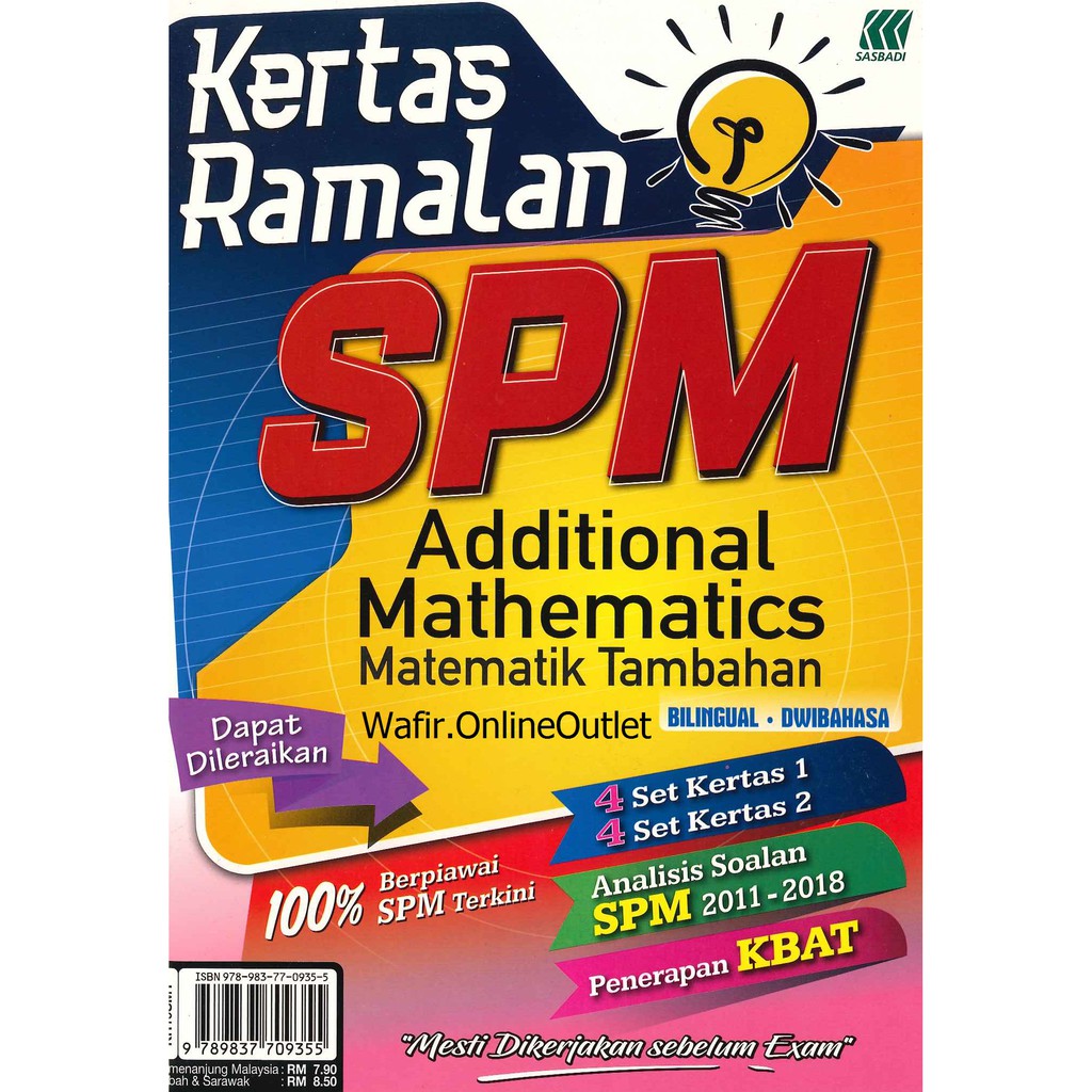 Ready Stock Buku Latihan Kertas Ramalan Spm Additional Mathematics Matematik Tambahan Bilingual Dwibahasa Shopee Malaysia