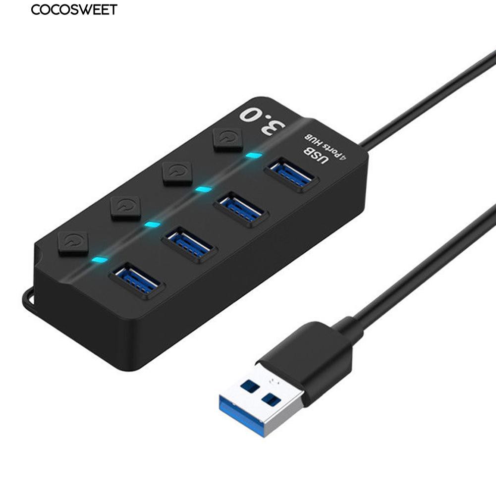 4 Ports USB 3.0 Extend Hub with On/Off Switch for PC Laptop Shopee