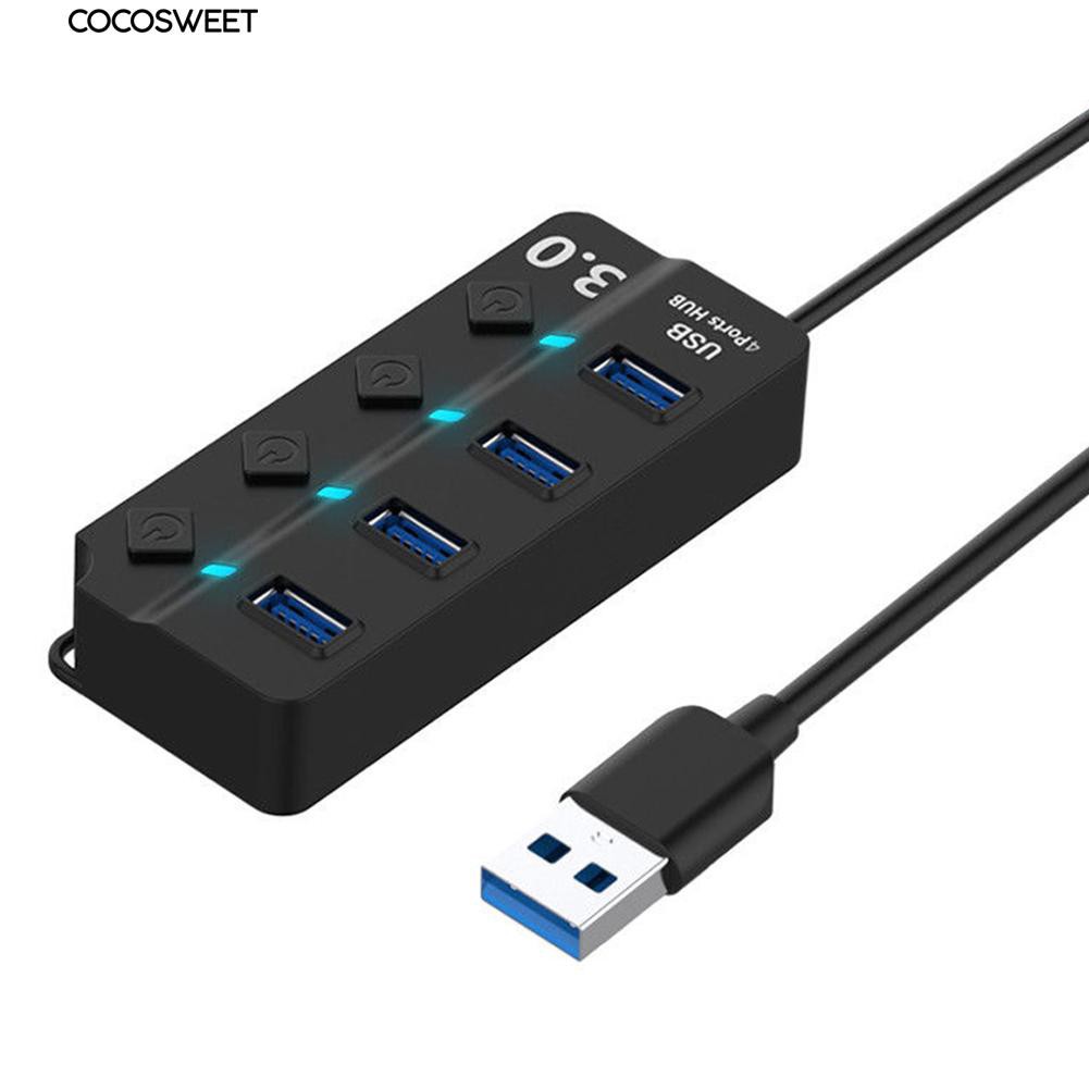 4 Ports USB 3.0 Extend Hub with On/Off Switch for PC Laptop | Shopee ...