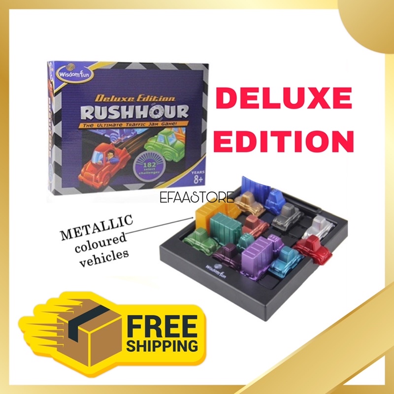 KIDS Game RUSH HOUR DELUXE EDITION Think Logical Traffic Jam Escape Board Game Metallic Coloured Vehicles