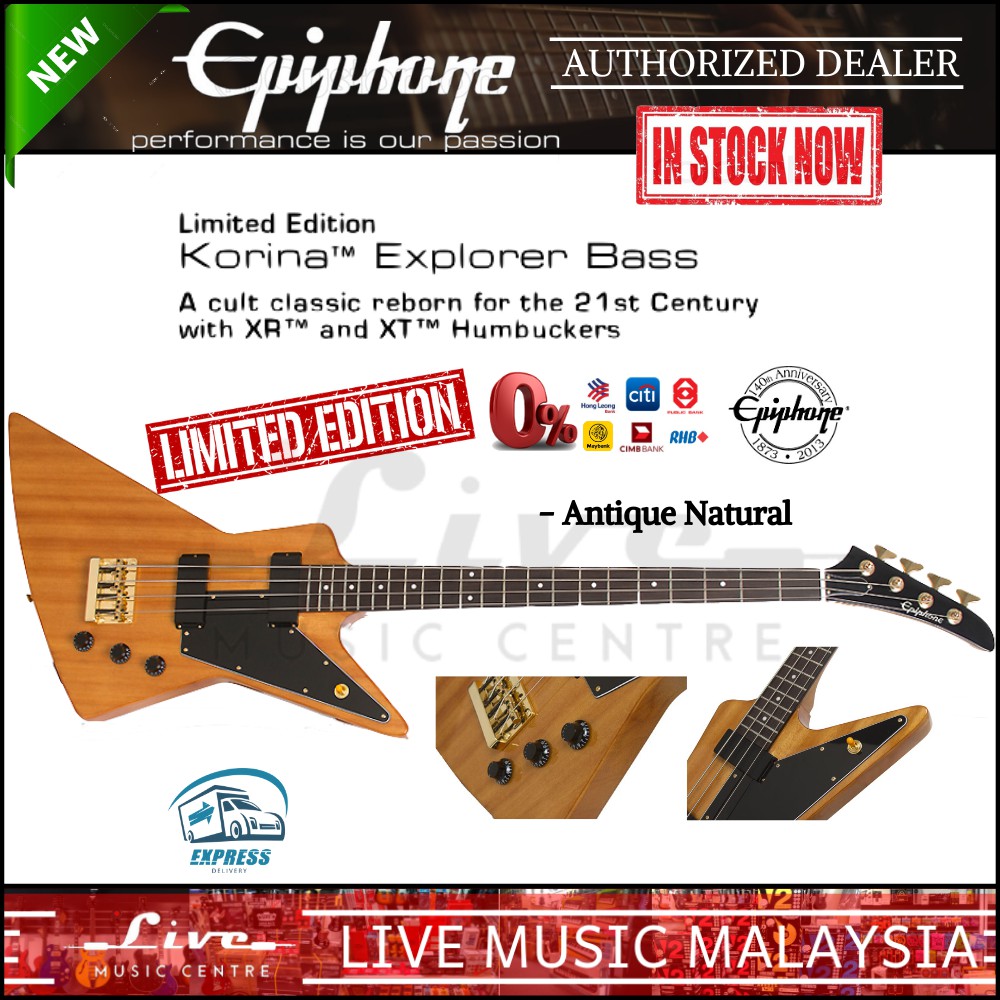 Epiphone Limited Edition Korina Explorer Bass Guitar Antique Natural Shopee Malaysia