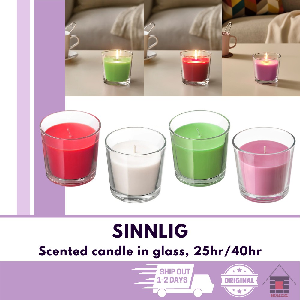 IKEA SINNLIG Scented candle in glass I Lilin wangi dalam gelas Shopee