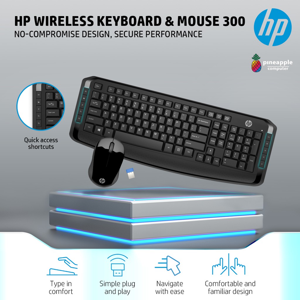 HP Wireless Keyboard and Mouse 300 Wireless Convenience Keyboard