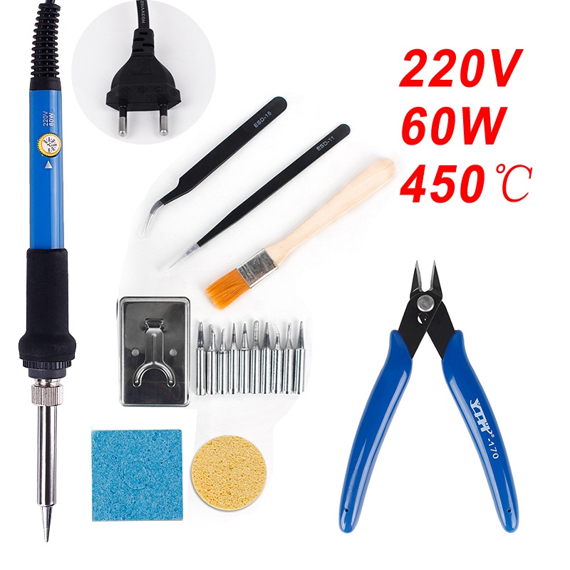 New Adjustable Temperature Electric Soldering Iron 220V 60W 80W Welding Solder Rework Station Heat Pencil Tips Repair Tool