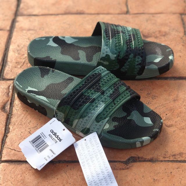 adidas slippers army green