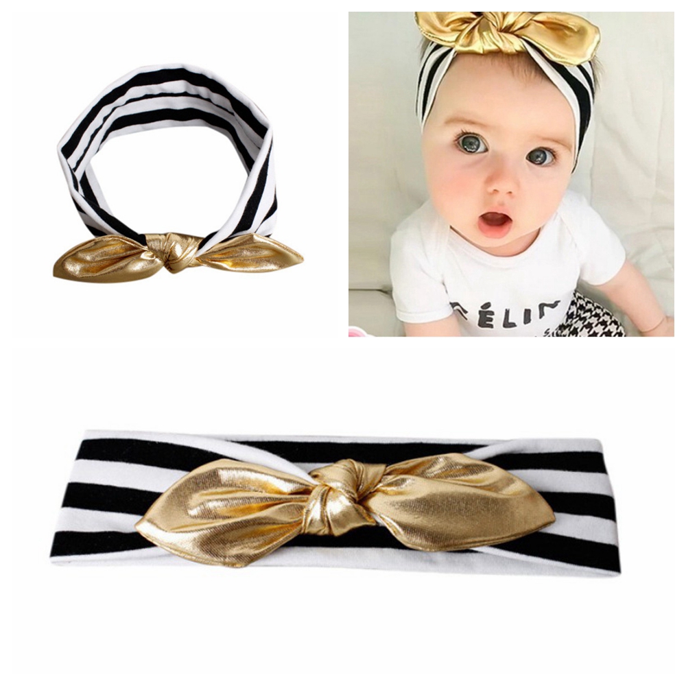 infant gold hair bow