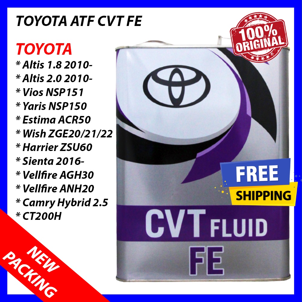 (100 Original) TOYOTA ATF CVT FE AUTO GEAR OIL (4L) Altis / Estima