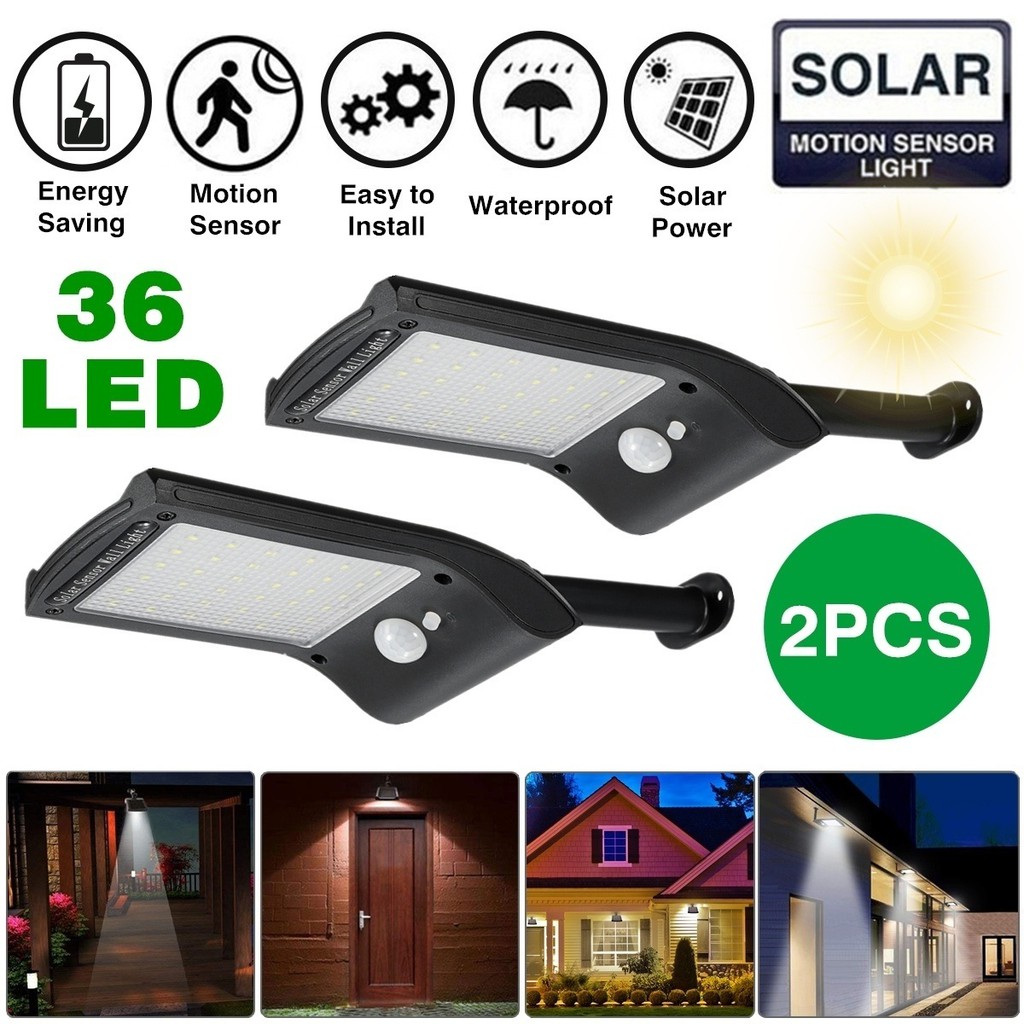 Shipped Within 12 Hours Best 2pcs 3 Mode 36 Led 180 Rotation Solar Powered Light Pir Motion Sensor Outdoor Light Garden Security Light Waterproof Shopee Malaysia