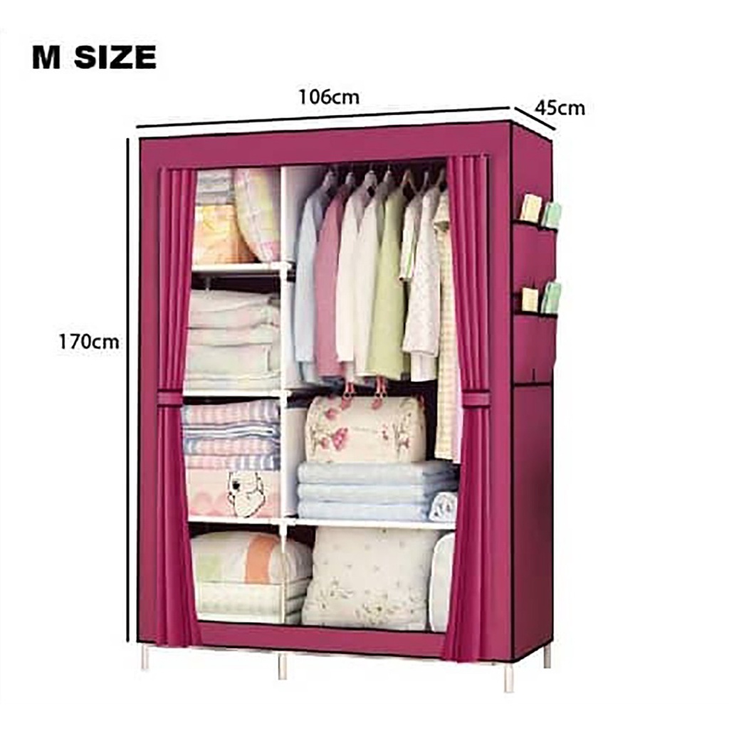 FINSSO : Wardrobe M Size / Almari Baju Rak Baju Clothes Organization Storage Rack Cabinet