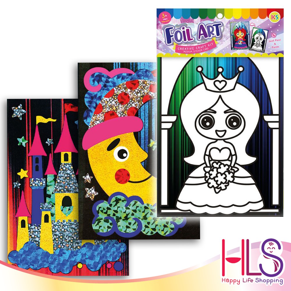 HLS Foil Art Kit Kids fun art Multi patterned Colourful 