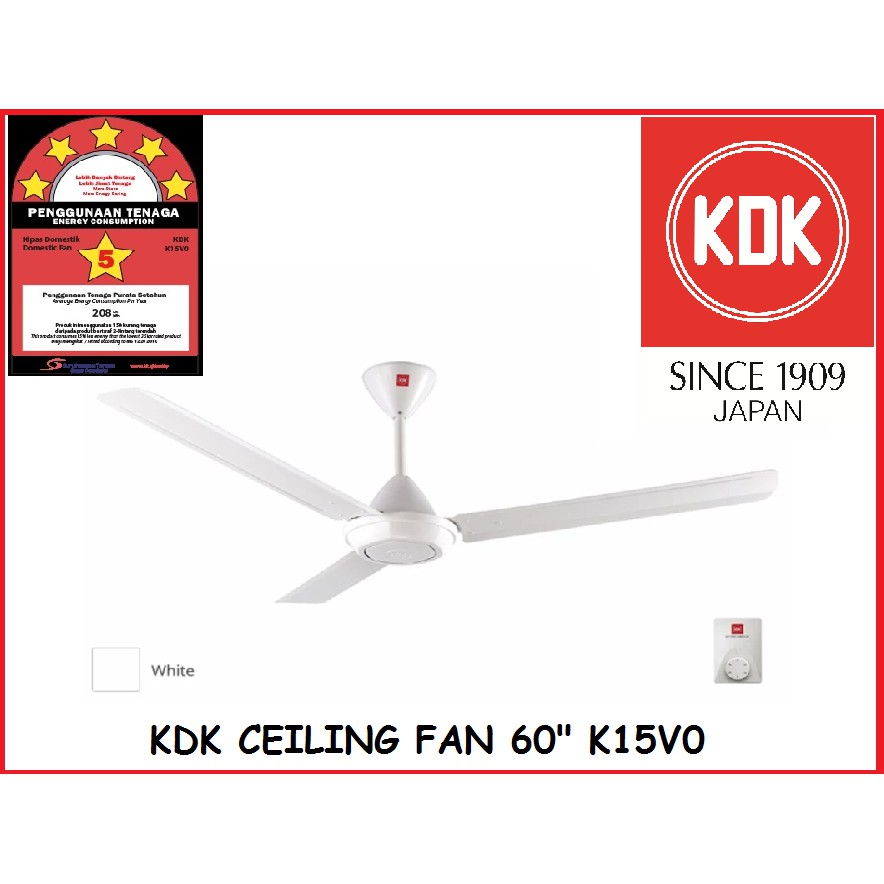 Kdk 3 Blade Ceiling Fan Model K15v0 5 Speed Electronic