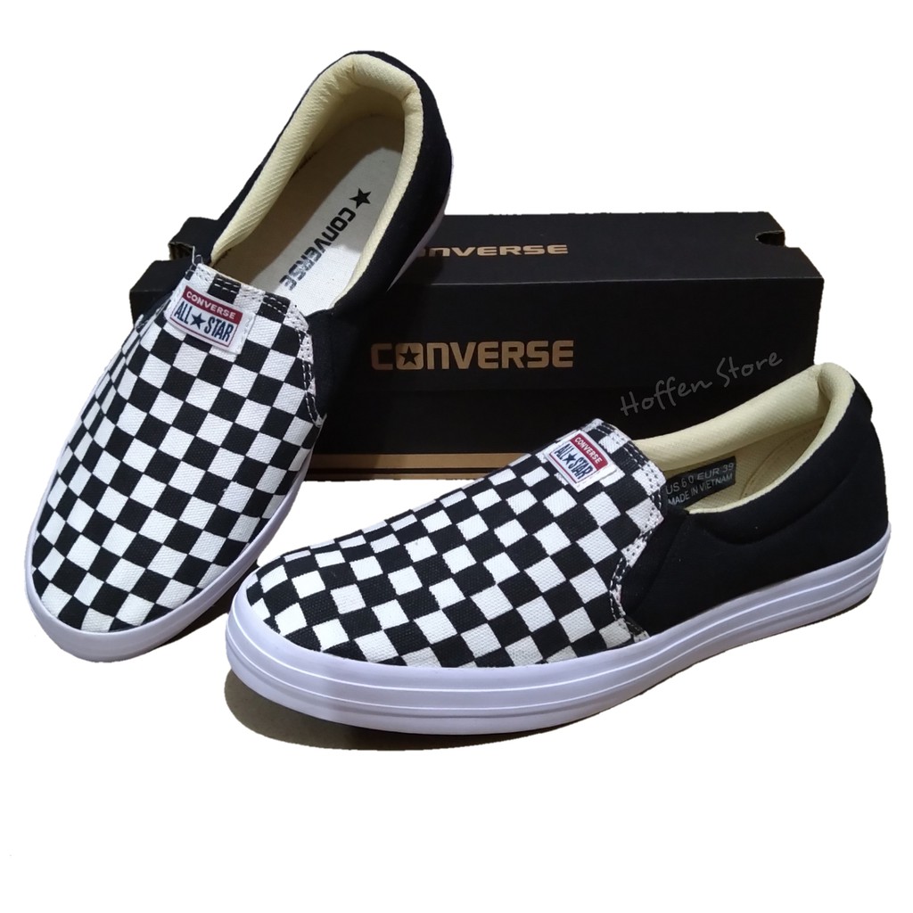converse checkerboard slip on