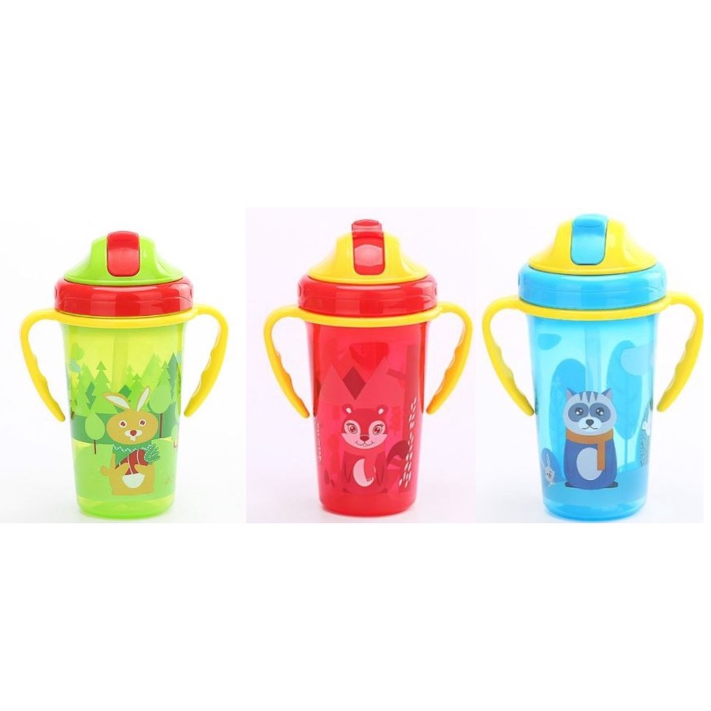 300ml Flip Soft Straw Water Bottle Kids Drinking Water Bottle Drinking