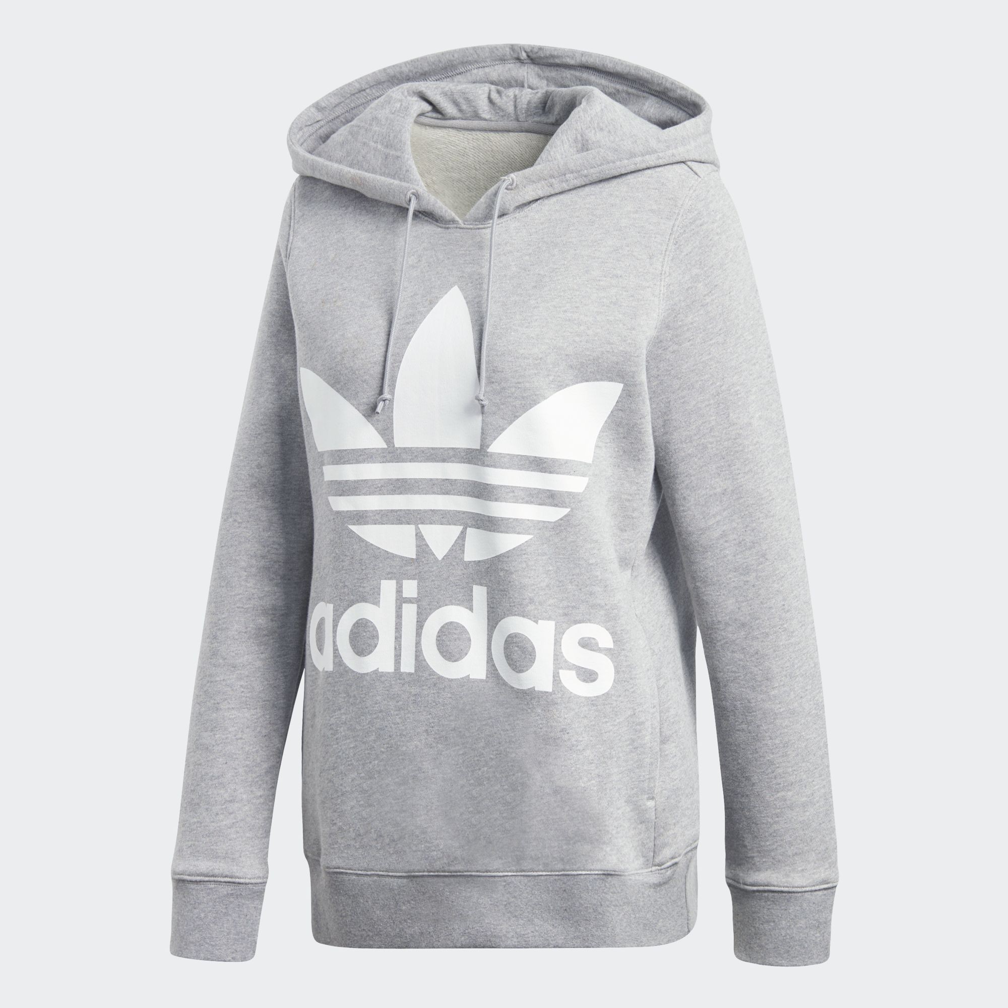 adidas trefoil hoodie women's grey