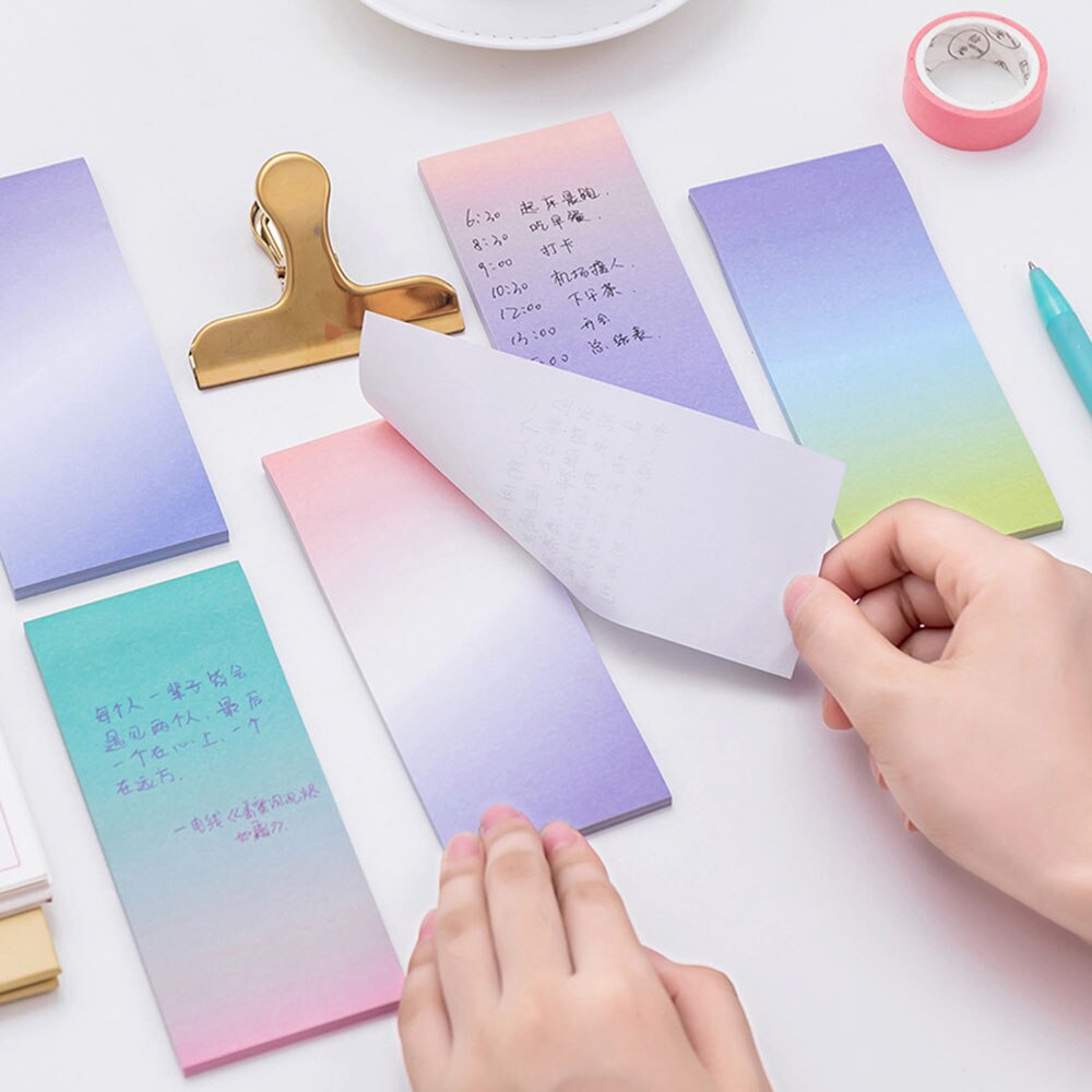 Rainbow Memo Pads Decoration Sticker Long Sticky Notes Notepad