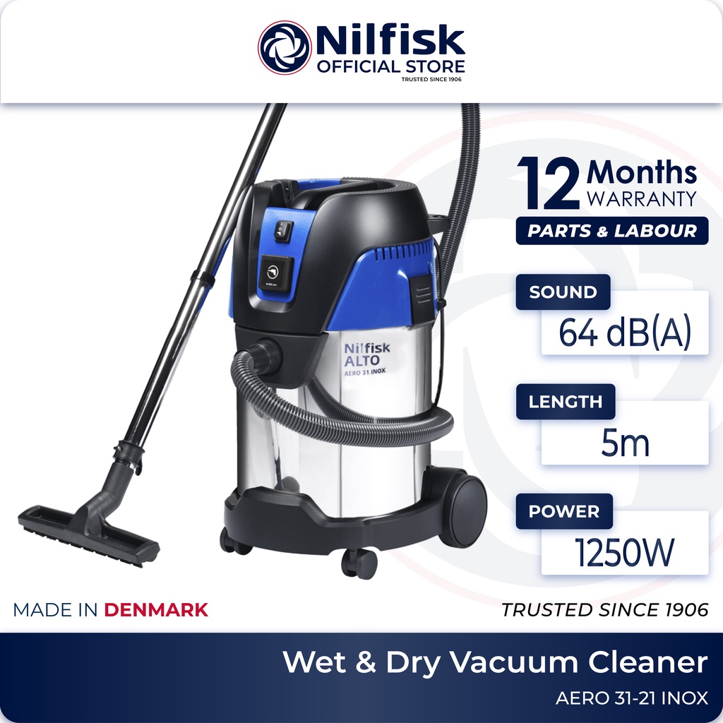 NILFISK AERO 3121 INOX PC Stainless Wet&Dry Vacuum Cleaner (1250W/230V