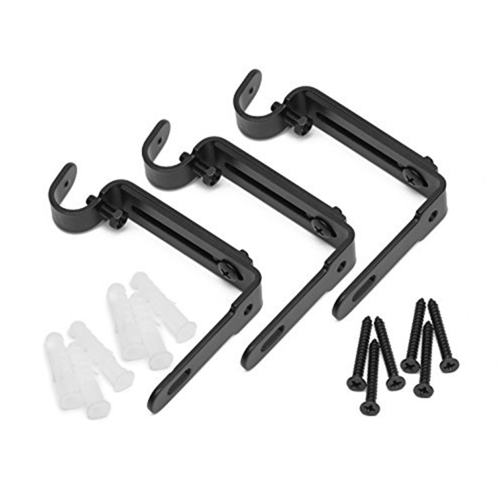 Durable Pole Metal Holder Screw Hook Adjustable Curtain Rod