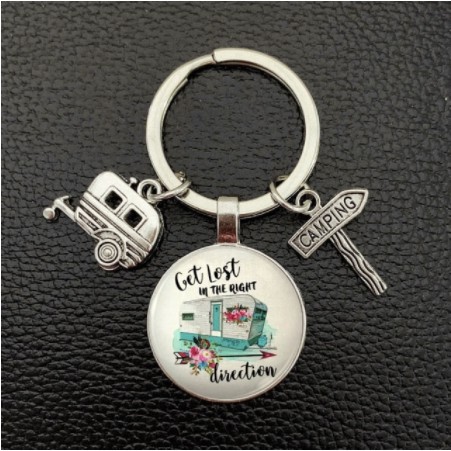 New/cute camper wagon /holiday travel /I love camping souvenir gift keychain