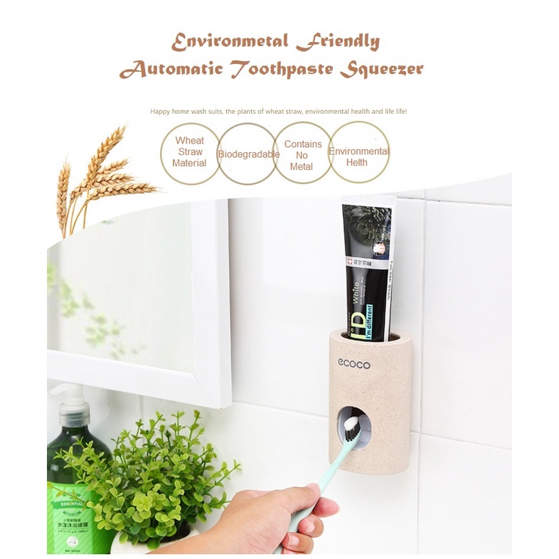 Ecoco Toothpaste Squeezer Dispenser Automatic Nail Free Wallmounted Lazy Toothpaste Rack
