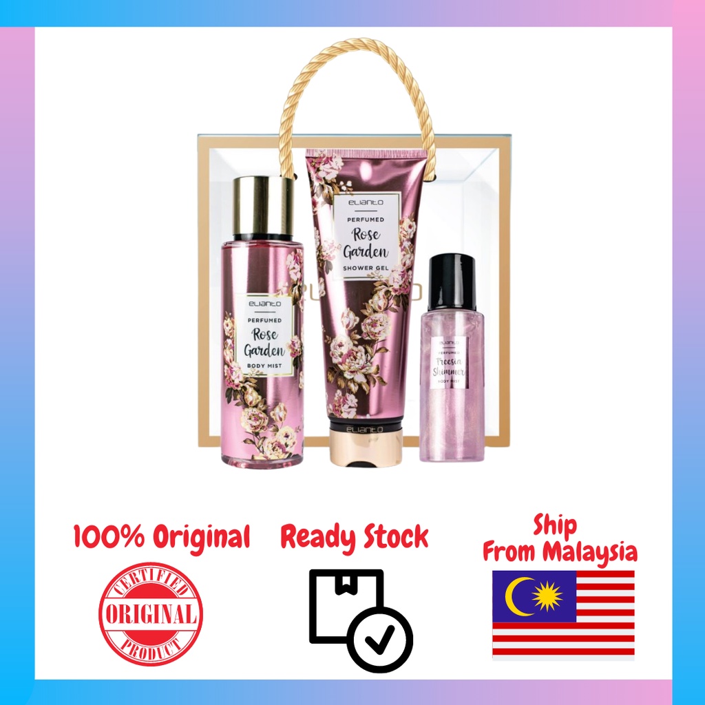 Elianto Garden Series EDP Set Perfume pewangi viral kad kahwin packaging plastic cute body shop