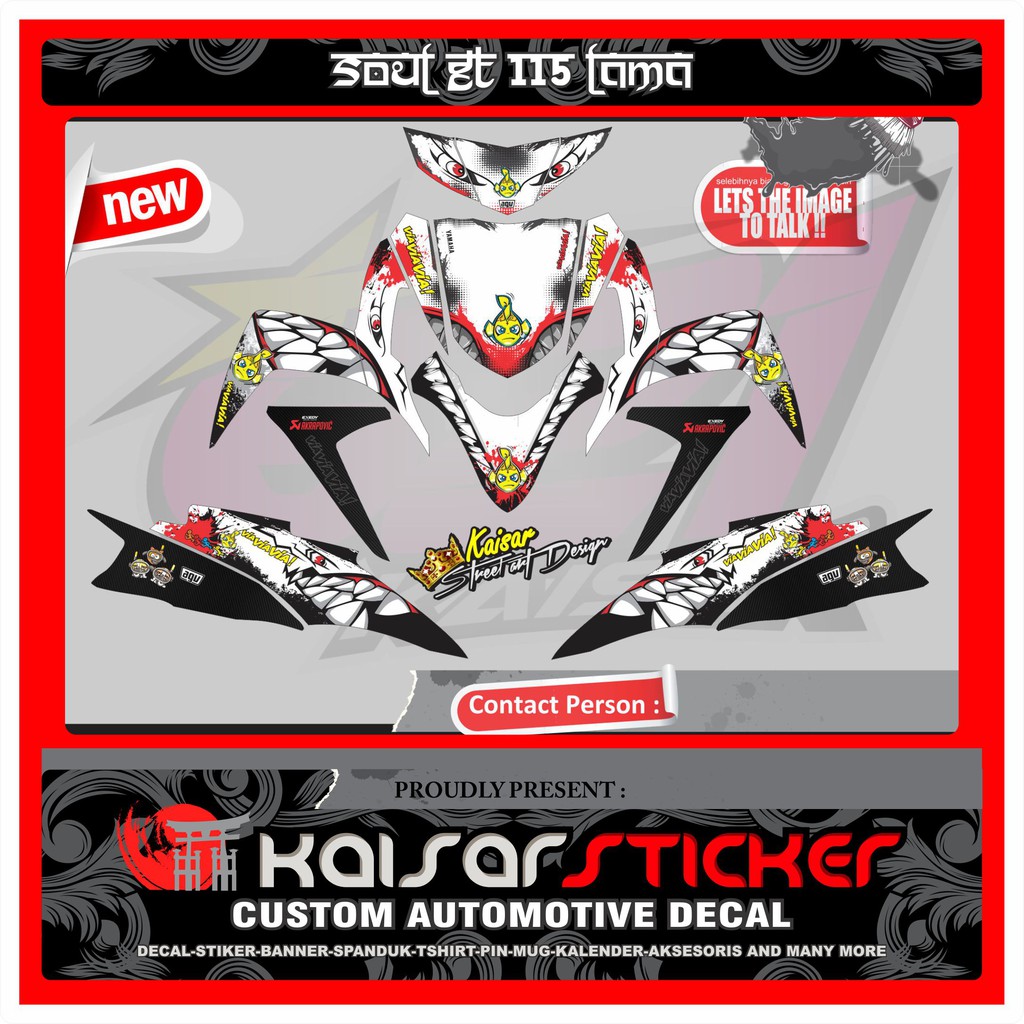 Yamaha Soul Gt 115 Full Body Shark White Motorcycle Decal Sticker Sticker Decal Motor Yamaha Soul Gt 115 Full Body Shark Putih Shopee Malaysia