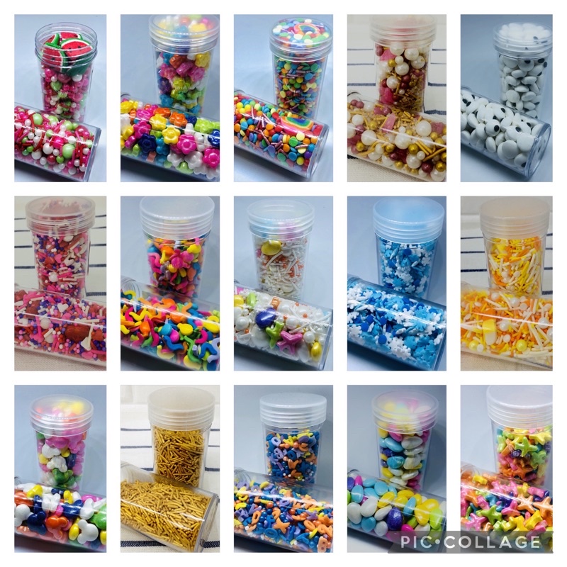 Ready Stock Sugar Decor Fairly Mix Twinkle Sprinkle 50g Flower,oval,watermelon, eyes, aeroplane, snow, rainbow 糖珠烘焙蛋糕装饰