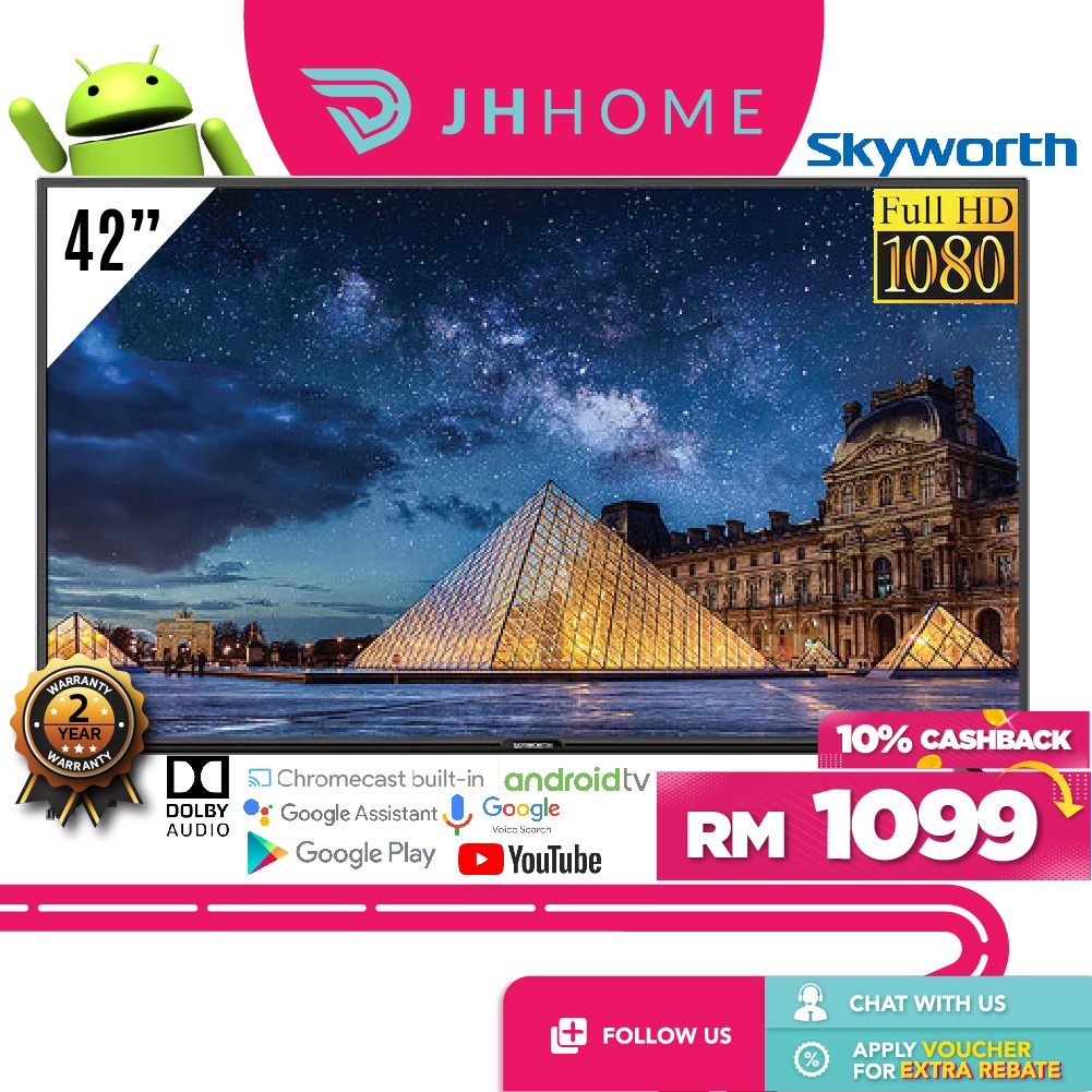 Skyworth 2k Full Hd Android Tv Netflix Youtube Google Play Store 42 42stc60 Shopee Malaysia
