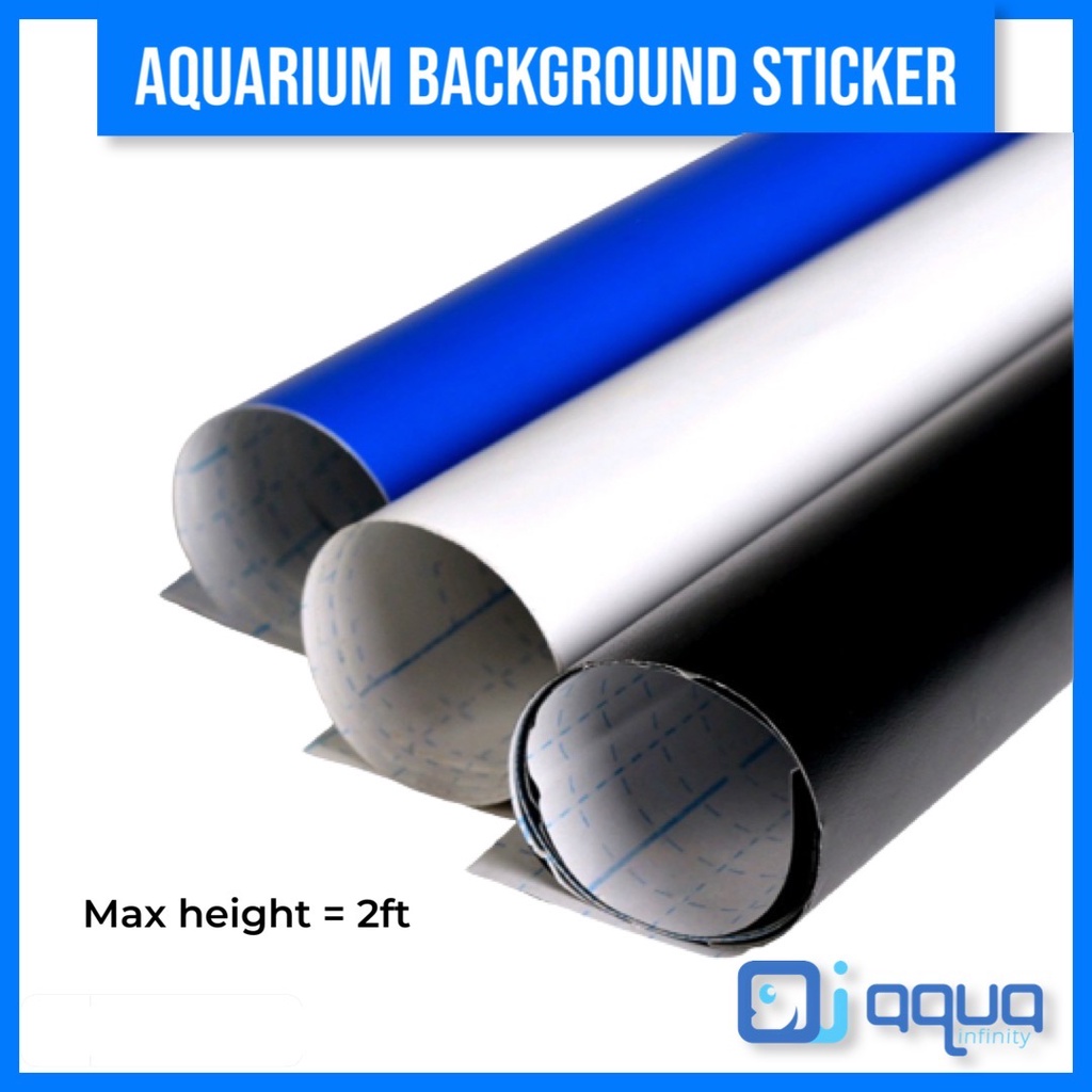 Ready Stock Aquarium Fish Tank Customizable Size Plain Background Wallpaper Poster Sticker Film (Black, Blue, White)