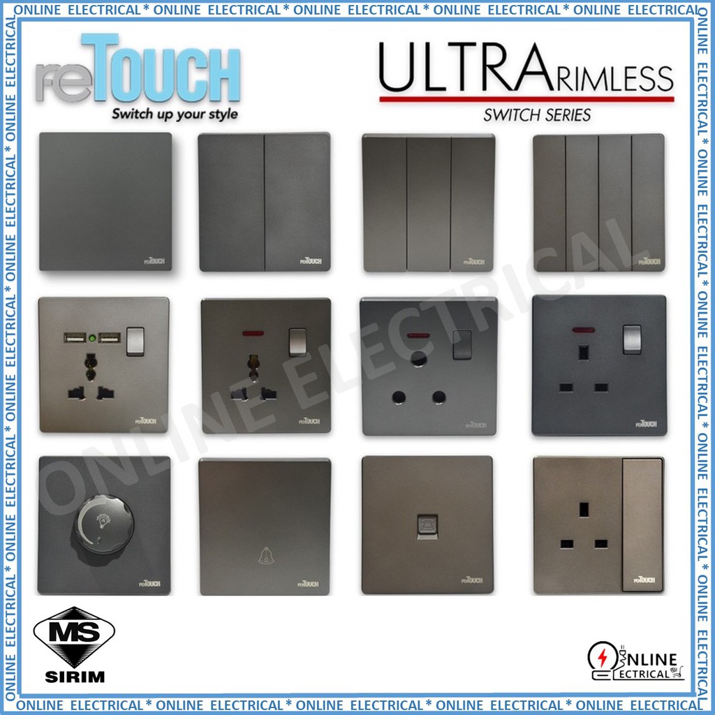[SIRIM] Retouch Ultra Slim Modern Switch Design 13A+USB/DIMMER ...