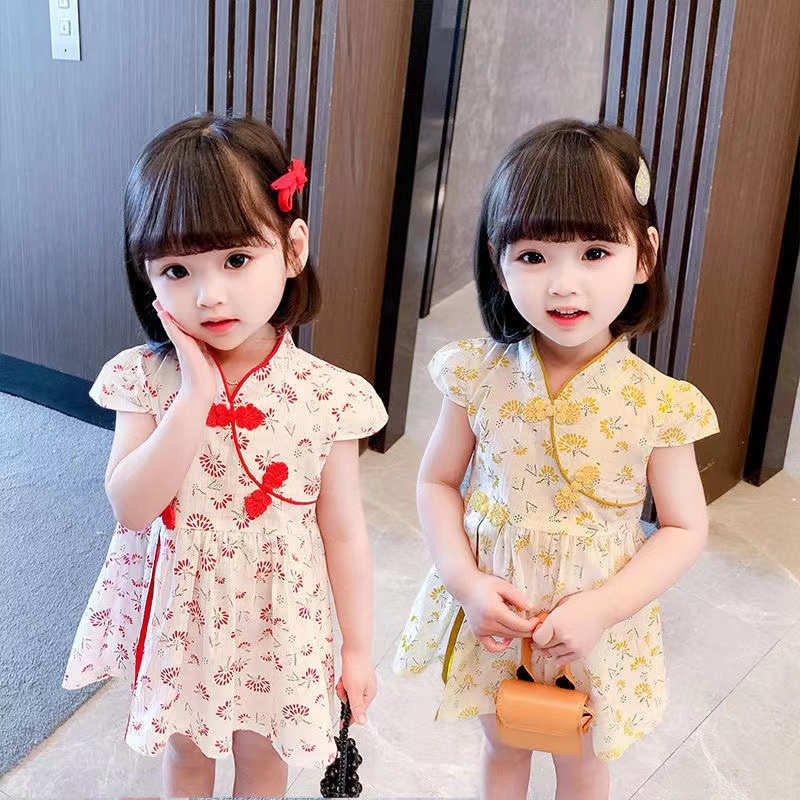 CNY Baby Girl Summer Dress Chinese New Year Girl Cheongsam Summer Child