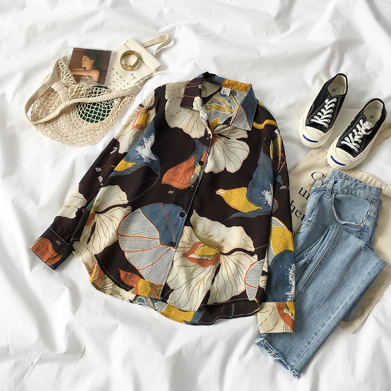 korean style women ladies chiffon flower shirt blouse baju korean style women ladies chiffon flower shirt blouse baju