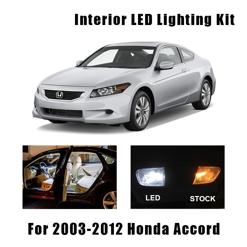 12pcs White Led Interior Light Reading Dome Bulbs Kit Fit For Honda