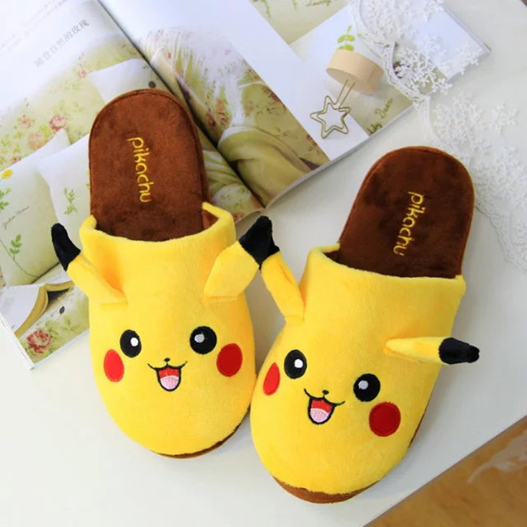 me2q Autumn and Winter Pikachu Cotton Slippers Pikachu Cartoon Home Plush  Slippers Indoor Slippers Non-slip Cotton Shoes | Shopee Malaysia