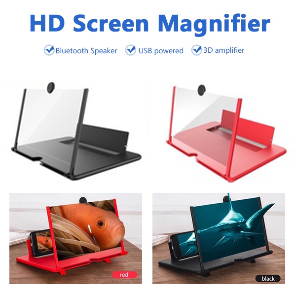 12Inch Phone Screen Magnifier HD Video Amplifier Portable Foldable Phone Magnifier Screen For All Mobile Phones 4-6X Enlargement Ideal For Home