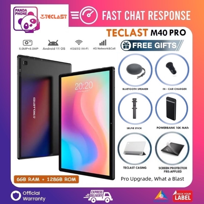 (Ready Stock) TECLAST M40 PRO 4G + CALL (6GB RAM + 128GB ROM) Android ...