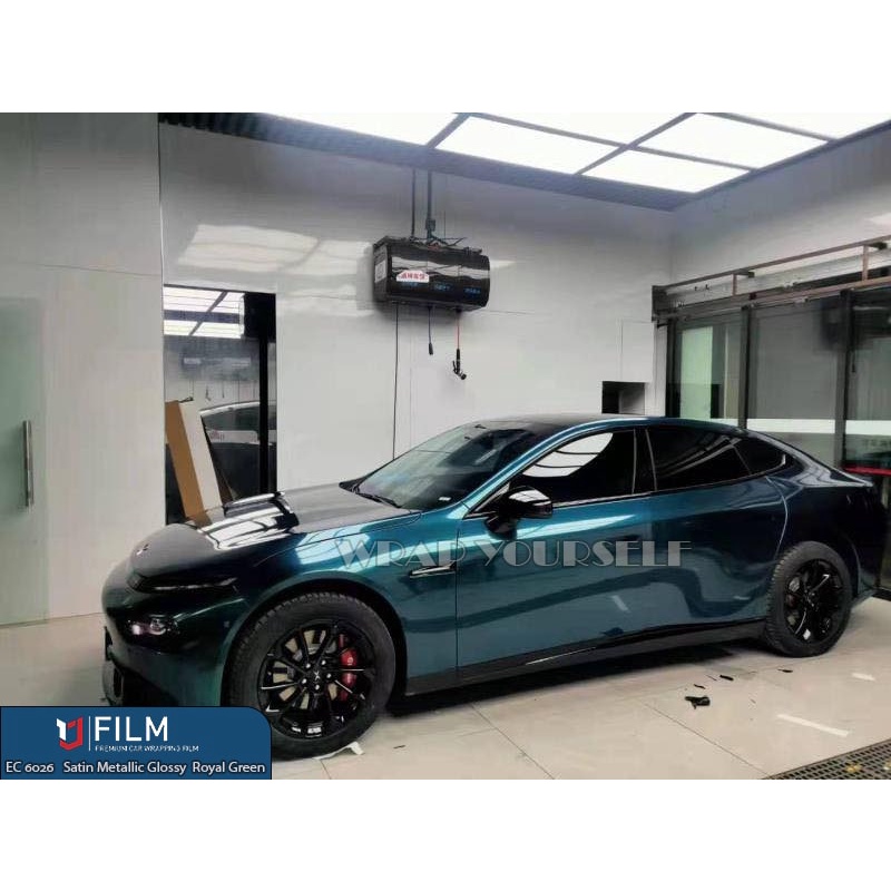 Satin Metallic Glossy Royal Green wrap air free Yajiu Derek car wrap
