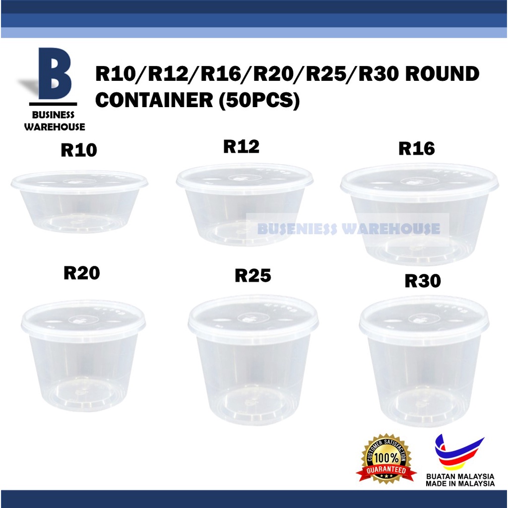 Buy 50pcs Teka R10 R12 R16 R20 25r 30r Round Container Bekas Bulat Plastic 塑料圆形容器 Seetracker Malaysia