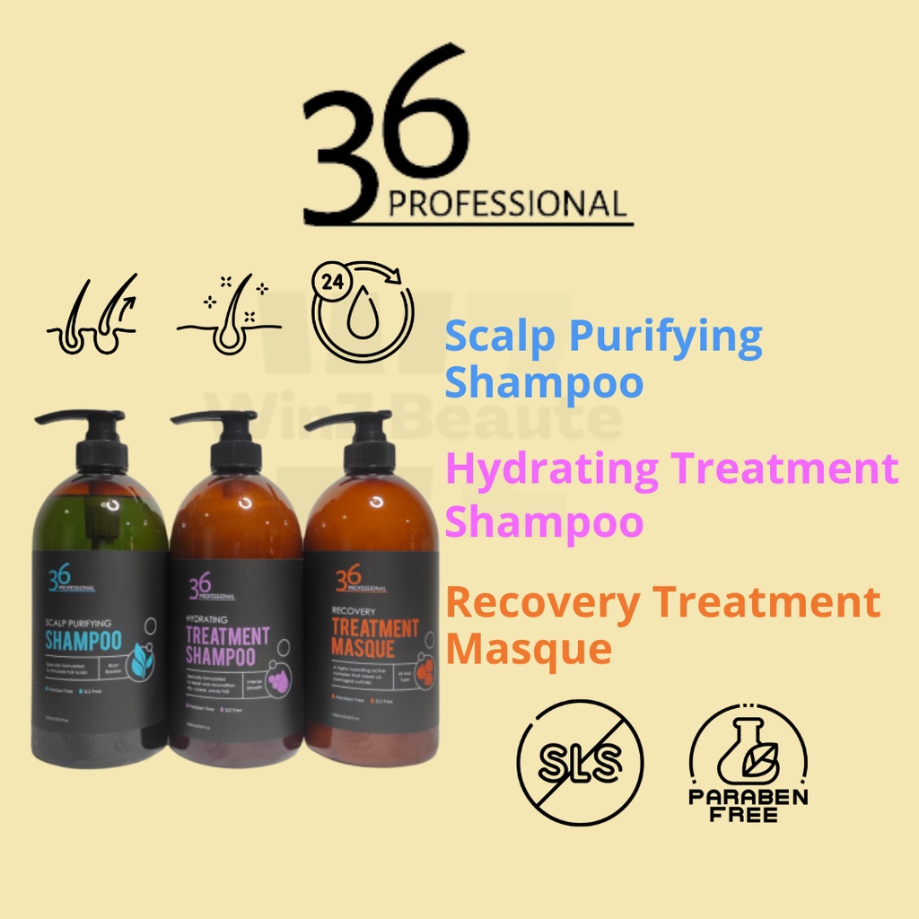 36 Professional Treatment Shampoo / Scalp Purifying Shampoo(HairLoss Shampoo/ Recovery Treatment Masque 1000ML