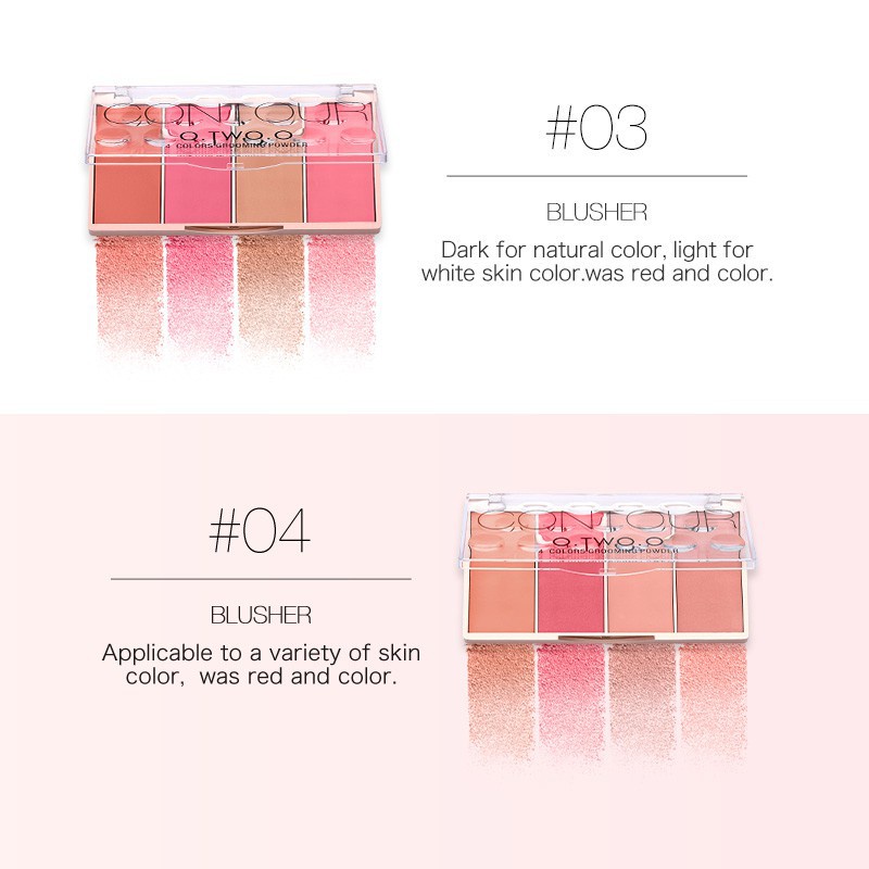 [HOT SALE] [Malaysia Ready Stock] O.TWO.O 4 Colours Blusher and Contour Palette NDS-01011