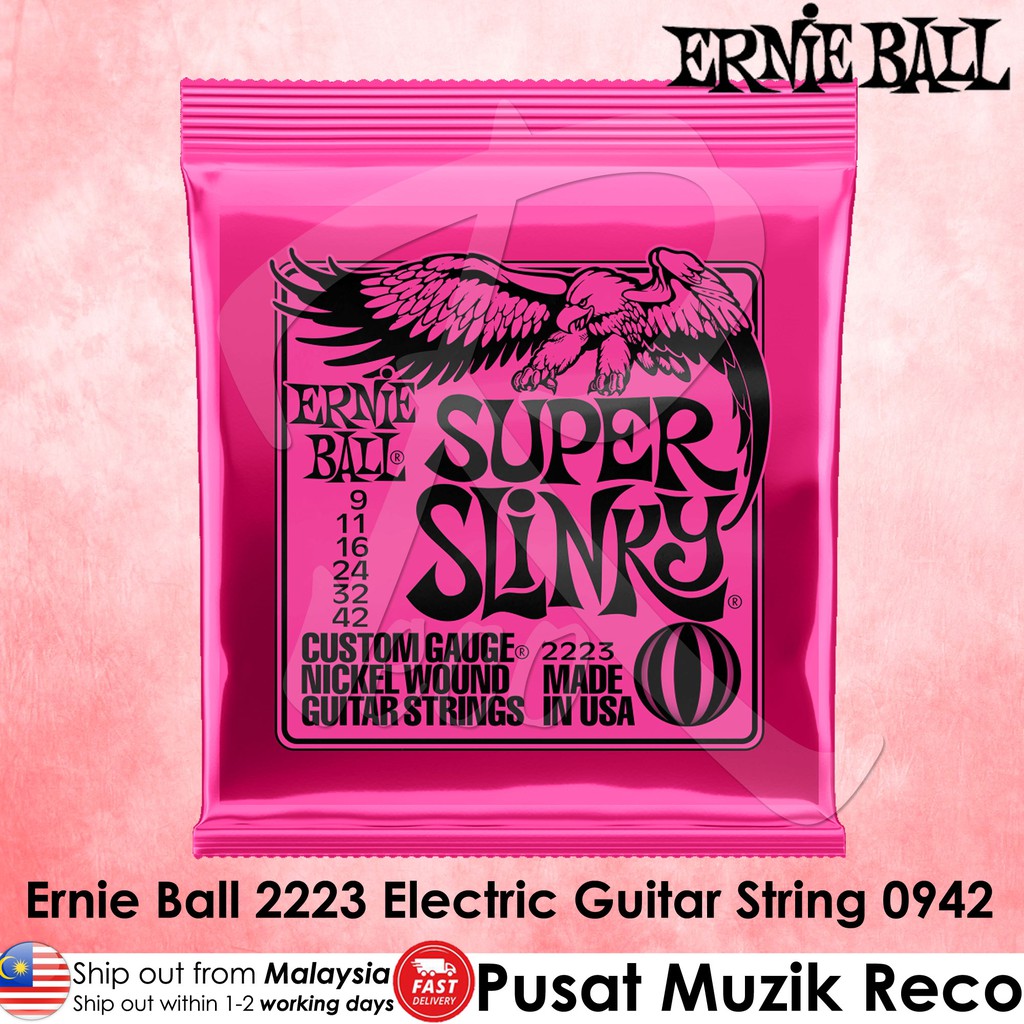 Ernie Ball 2223 Super Slinky Electric Guitar String Set 0942 Tali Gitar Elektrik Set Shopee 