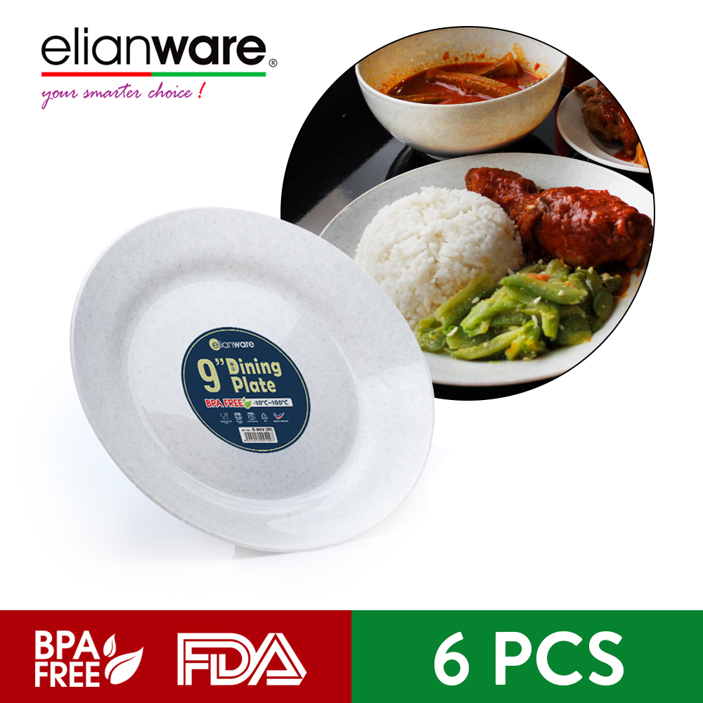 Elianware 9’' Marble (6 Pcs Set) Dining Rice Pinggan Plate Shopee