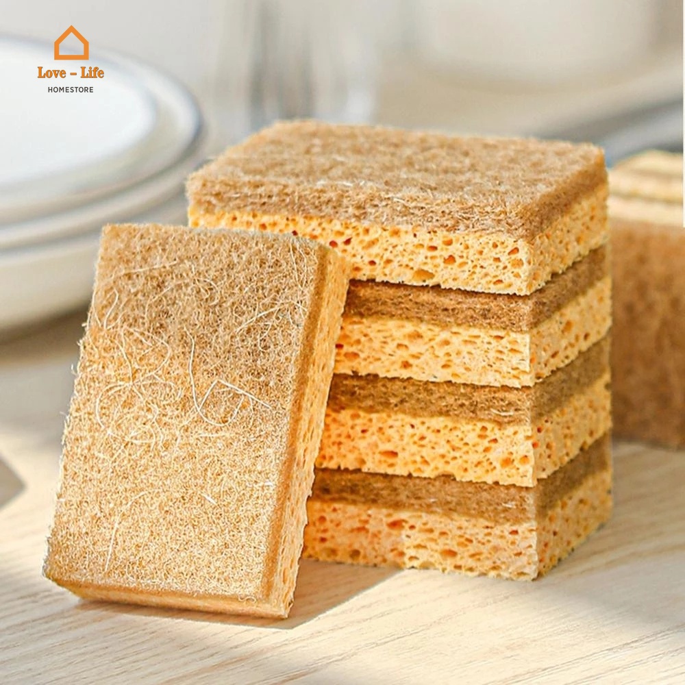 Eco Friendly Wood Pulp Cotton Scouring Pad For Dish Washing / Eco Friendly Biodegradable Cleaning Sponge for Kitchen and Bathroom Gadgets Tools