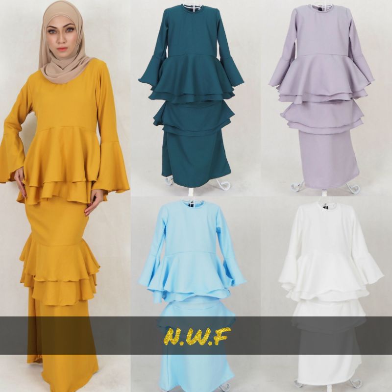 (Baby & Kids) NWF Inara II Baju Kurung Peplum Saloma Bayi Budak Perempuan Girl Raya Long Sleeve Simple Moden Modern Baby