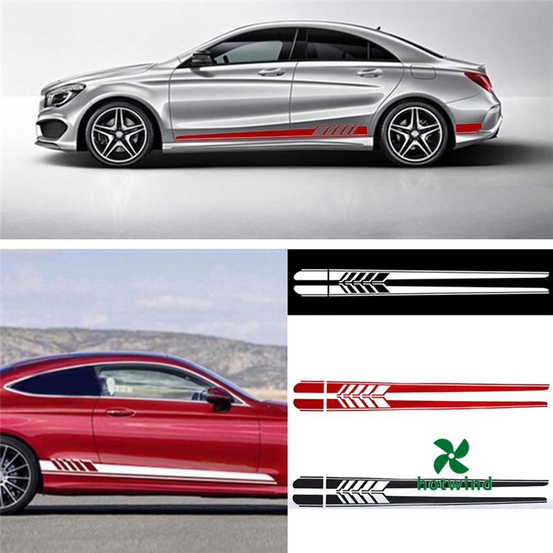 2pcs Auto Car Long Stripe Graphics Side Skirt Body Vinyl Decal Sticker ...