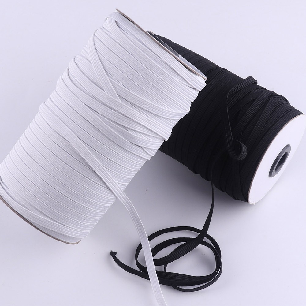 1/4 inch, 100 Yards White Stretch String Elastic Rope Knit Elastic Sewing Spool for Ear Holders Flat Elastic Band for Sewing 6mm 90M Elastic for Scrunchies 
