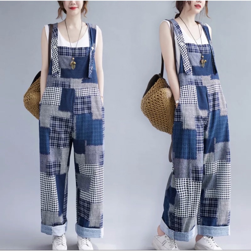 Womens Overalls Retro Personalised Patch Suspender Pants Jumpsuit Women Summer