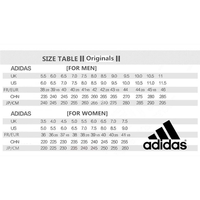 adidas size chart jp