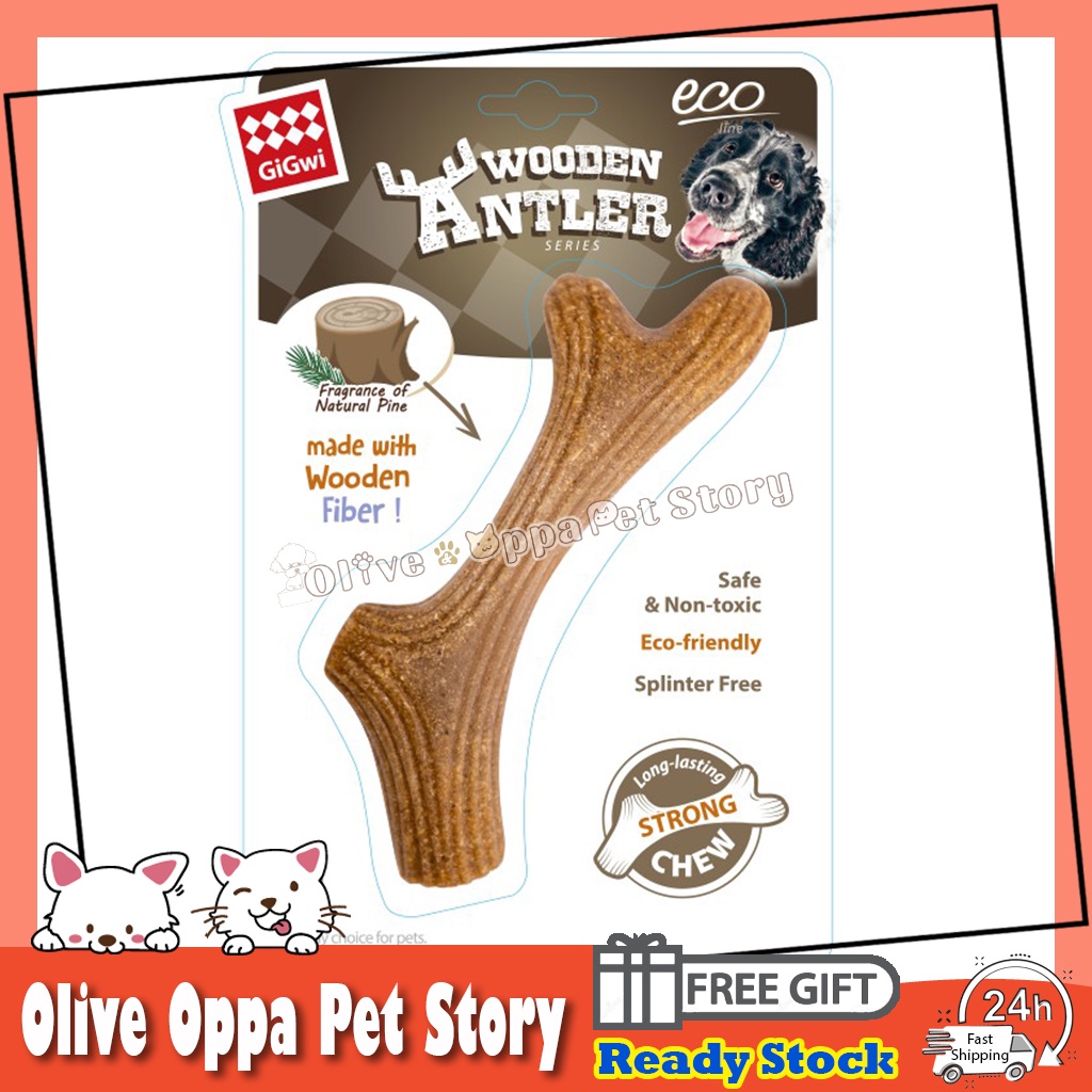 【READY-STOCK】GiGwi Dog Toy Dog Bite Wooden Antler with Wooden Fiber Eco-friendly Product GiGwi贵为狗狗玩具幼犬小中大型犬球用品磨牙耐咬宠物解闷棒