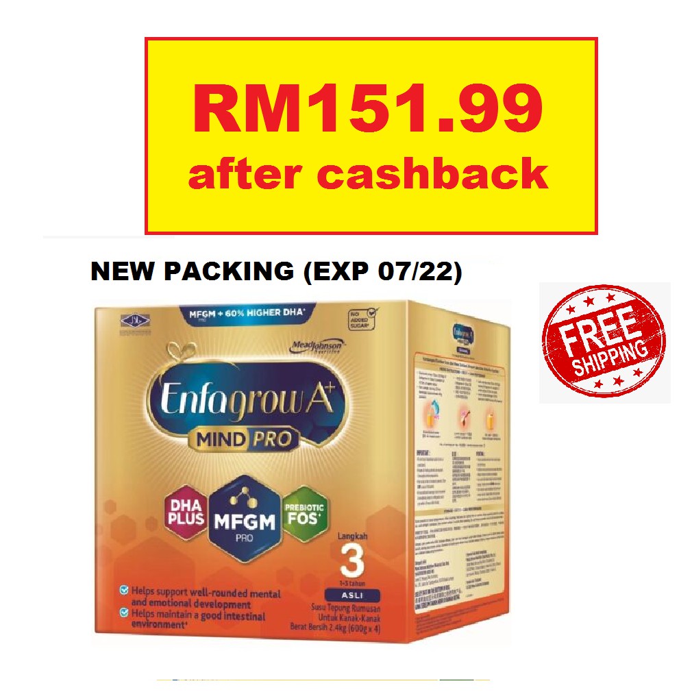 [RM151.90 after rebate] Enfagrow A+ Step 3 MindPro Original 2.32kg / 500g (EXP 02/23)